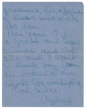 Lot #760 Audrey Hepburn (2) Autograph Letters Signed on Gigi and Ondine - Image 4