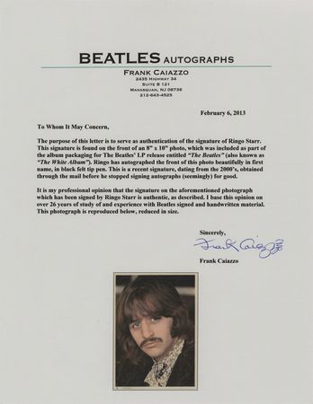 Lot #694 Beatles: Ringo Starr Signed 'White Album' Insert Photograph - Image 3