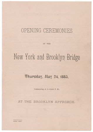 Lot #590 Brooklyn Bridge 1883 Opening Ceremonies Program - Image 1
