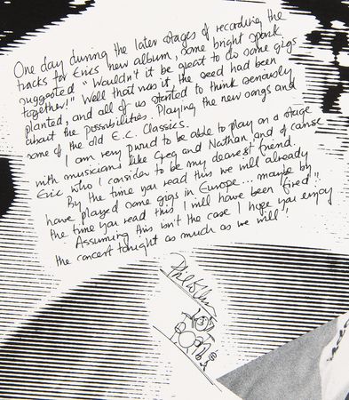 Lot #668 Phil Collins Handwritten Statement and Sketch for a 1986 Eric Clapton Tour Program - Image 5