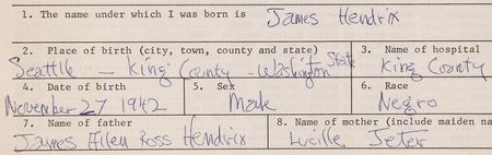 Lot #718 Jimi Hendrix Filled Out and Signed 1967 ‘Birth Certificate’ Application, a Requisite for Musicians’ Union Membership - Image 3