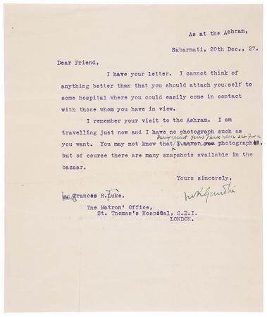 Lot #341 Mohandas Gandhi Typed Letter Signed – 