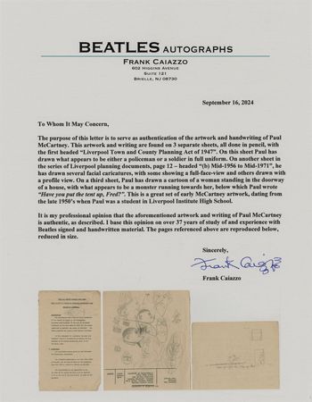 Lot #664 Beatles: Paul McCartney Full Page of Original 'Face' Sketches - Image 2