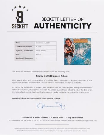 Lot #701 Jimmy Buffett Signed Album - Somewhere Over China - Image 2