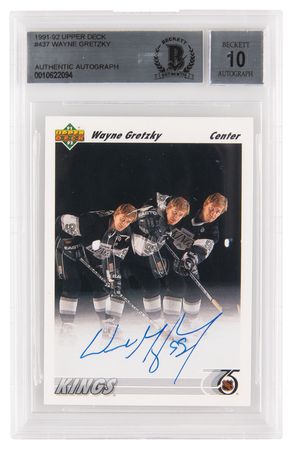 Lot #910 Wayne Gretzky Signed Hockey Card - Beckett 10 - Image 1