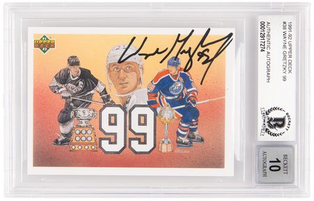Lot #911 Wayne Gretzky Signed Hockey Card - Beckett 10 - Image 1