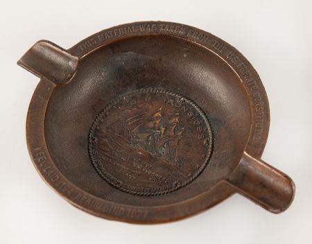 Lot #533 USS Constitution 1927 Restoration Relic Bronze Ashtray - Image 1