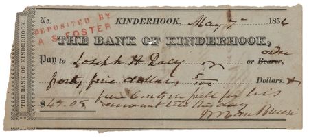 Lot #22 Martin Van Buren Signed Check - Image 1
