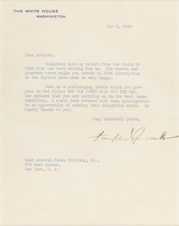 Lot #65 Franklin D. Roosevelt WWII-Dated Typed Letter Signed as President: 