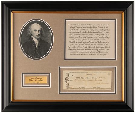 Lot #13 James Madison Signed Check as President - Image 1