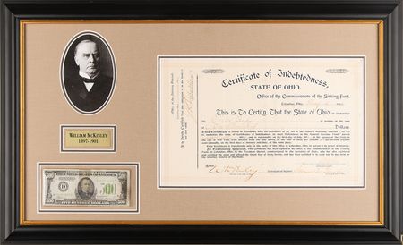 Lot #55 William McKinley Document Signed and $500 Bill - Image 2
