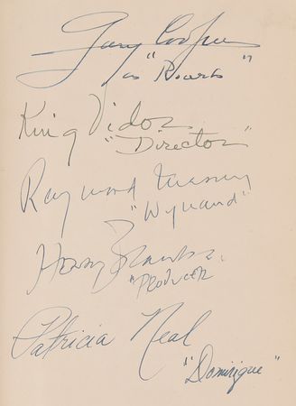 Lot #801 The Fountainhead Cast-Signed Book with Gary Cooper, Patricia Neal, King Vidor - Image 2