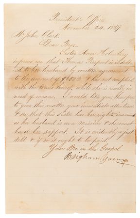 Lot #340 Brigham Young Letter Signed - Image 1