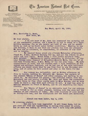 Lot #363 Clara Barton Typed Letter Signed on Efforts to Relieve Starvation in Cuba - Image 1