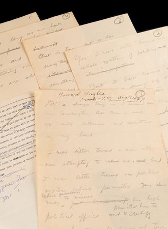 Lot #344 Howard Hughes Handwritten Statement on Defending the Spruce Goose Before Congress - Image 1