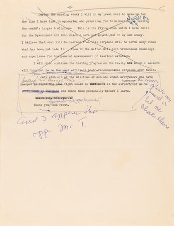Lot #344 Howard Hughes Handwritten Statement on Defending the Spruce Goose Before Congress - Image 7