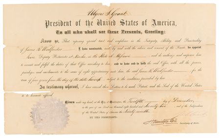 Lot #167 U. S. Grant Document Signed as President - Image 1