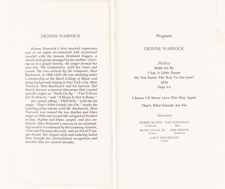 Lot #247 Ronald and Nancy Reagan Signed 1987 White House Program for a Dionne Warwick Private Concert - Image 3
