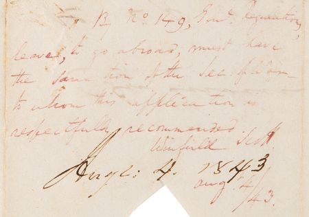 Lot #528 Winfield Scott Autograph Endorsement Signed - Image 1