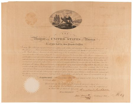 Lot #20 Andrew Jackson Document Signed as President - Image 1