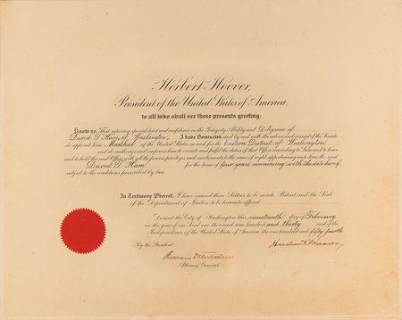 Lot #184 Herbert Hoover Document Signed as President - Image 1