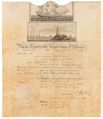 Lot #297 John Tyler and John C. Calhoun Document Signed as President and Secretary of State - Image 1
