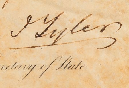 Lot #297 John Tyler and John C. Calhoun Document Signed as President and Secretary of State - Image 2