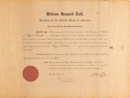 Lot #269 William H. Taft Document Signed as President - Image 1