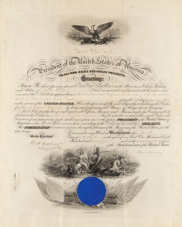 Lot #132 Grover Cleveland Naval Document Signed as President - Image 1