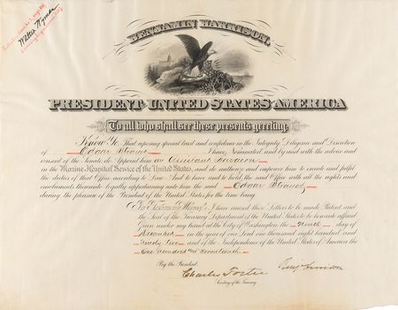 Lot #173 Benjamin Harrison Document Signed as President, Appointing a Marine Hospital Service Assistant Surgeon - Image 1