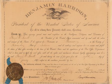 Lot #174 Benjamin Harrison Document Signed as President - Image 1