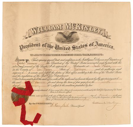 Lot #220 William McKinley Document Signed as President - Image 1