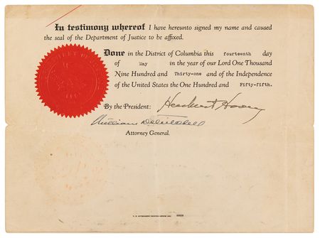 Lot #185 Herbert Hoover Clemency Document Signed as President - Image 1