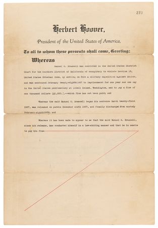 Lot #185 Herbert Hoover Clemency Document Signed as President - Image 3
