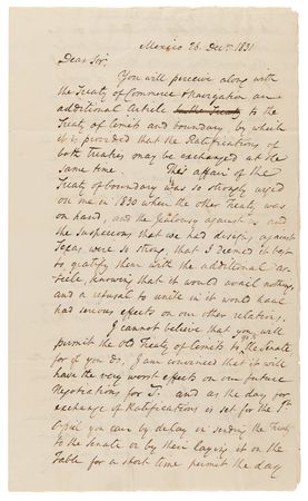 Lot #21 Andrew Jackson Third-Person Autograph Letter Signed as President, Urging the Nomination of a Diplomat to Mexico - Image 3