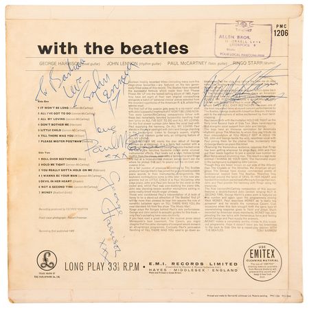 Lot #4041 Beatles Rare Signed Album - With the Beatles - Signed for the Empire Liverpool Stage Manager in 1963 - Image 1
