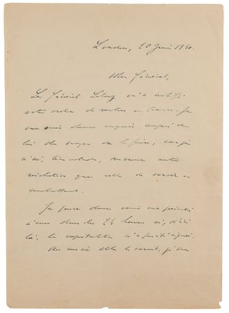 Lot #4013 Charles de Gaulle WWII-Dated Autograph Letter Signed to Gen. Weygand, from Exile in London on June 20, 1940: 