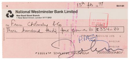 Lot #4042 Beatles (3) Signed Checks - with Lennon/McCartney, Harrison, and Starr - Image 2