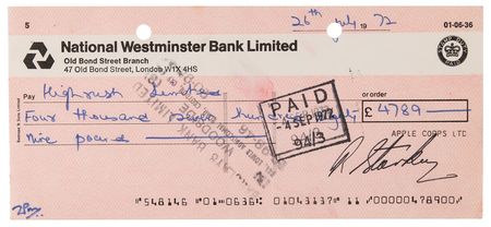 Lot #4042 Beatles (3) Signed Checks - with Lennon/McCartney, Harrison, and Starr - Image 3