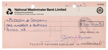 Lot #4042 Beatles (3) Signed Checks - with Lennon/McCartney, Harrison, and Starr - Image 4