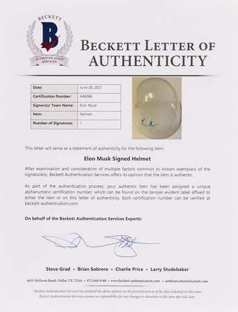 Lot #4029 Elon Musk Signed SpaceX Replica Helmet - Image 10