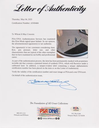 Lot #4029 Elon Musk Signed SpaceX Replica Helmet - Image 9