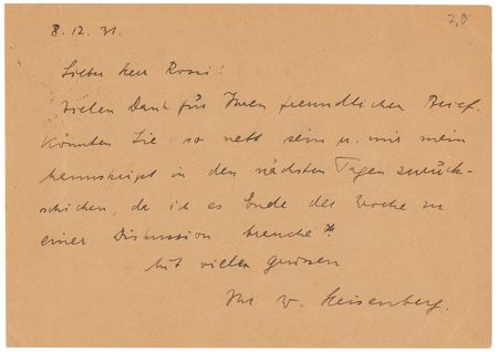 Lot #4087 Werner Heisenberg Archive of (9) Autograph Letters Signed on Cosmic Radiation - Image 2