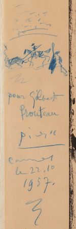 Lot #4034 Pablo Picasso Original Bullfight Sketch on Twice-Signed Lithograph - 'Les Banderilles' (Ltd. Ed. #20/50) - Image 3