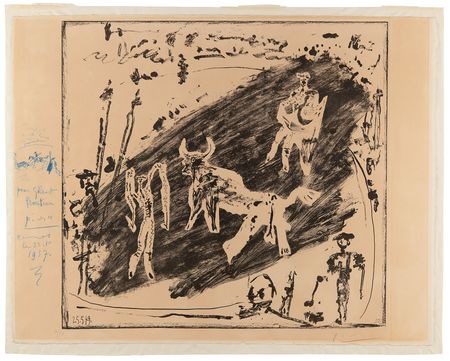 Lot #4034 Pablo Picasso Original Bullfight Sketch on Twice-Signed Lithograph - 'Les Banderilles' (Ltd. Ed. #20/50) - Image 4