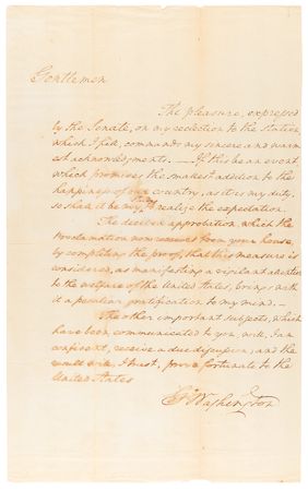 Lot #4001 George Washington Historic Autograph Letter Signed as President, Acknowledging the Senate's Message on His Reelection - Image 2