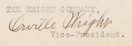 Lot #4024 Orville Wright Typed Letter Signed on Stolen Aircraft Designs and Air Races: 