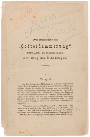 Lot #4039 Richard Wagner Handwritten Draft for 