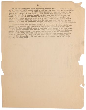Lot #4018 Bat Masterson Typed Letter Signed to an Old West Ally, Tendering Publicity Advice for an Autobiography on Dodge City - Image 5