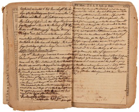 Lot #4010 Theodore Foster's (6) Historic Revolution-Era Almanacs with Secret Handwritten Diary Entries - “April 19, 1775. This is the Memorable Day when Civil War commences between The Kings Troops and the North Americans” - Image 12